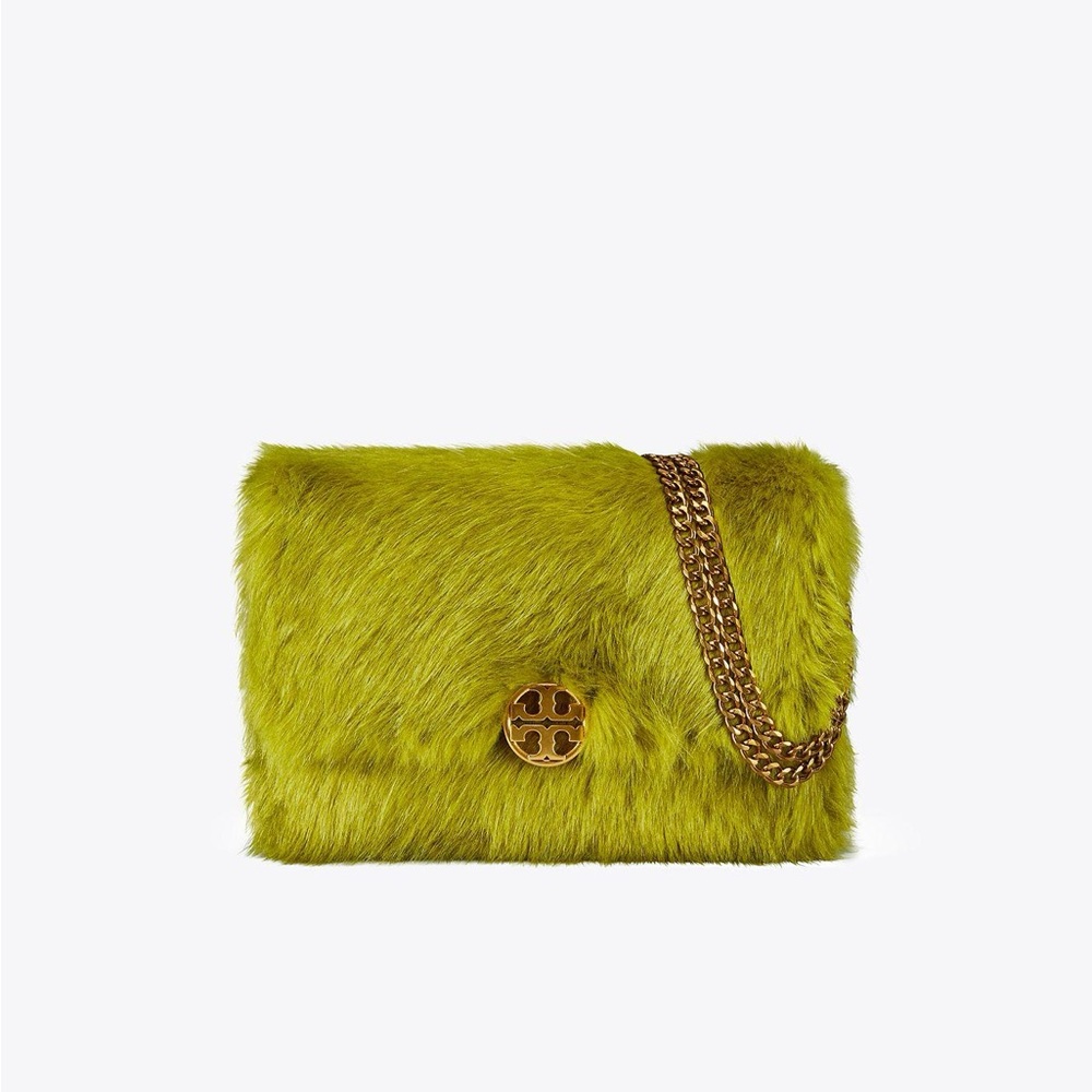 Tory Burch Green Faux Fur Chelsea Shoulder/Crossbody Bag